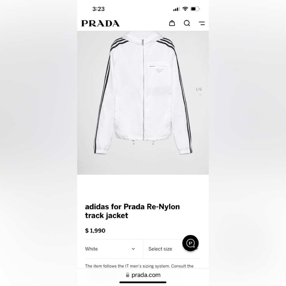 BRAND NEW W TAG Adidas for Prada re-nylon track jacket. Size 40. Can be unisex. - Picture 2 of 13